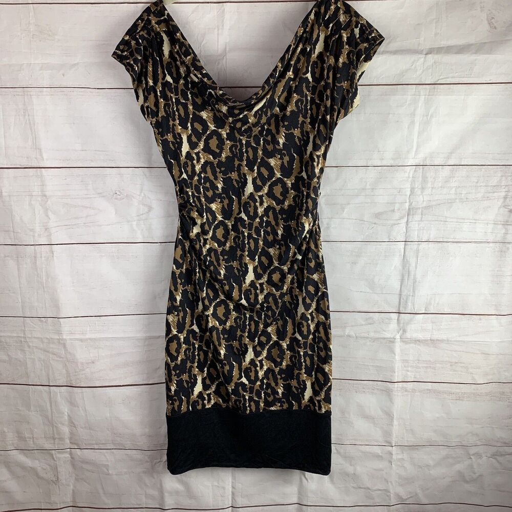 Diane Von Furstenberg DVF DRESS 100% Silk Leopard Animal Print Bodycon 8 Medium - Picture 2 of 16